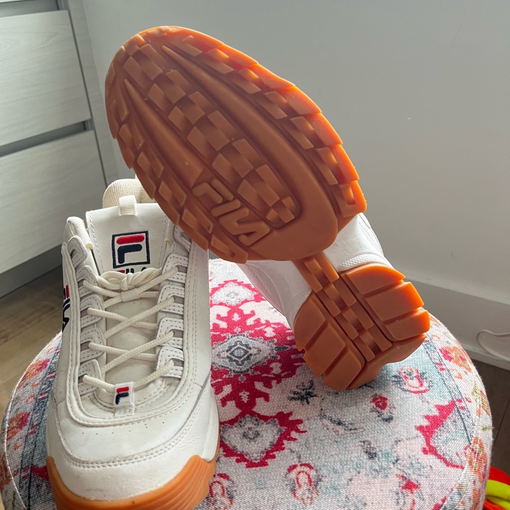 White Fila disrupters!